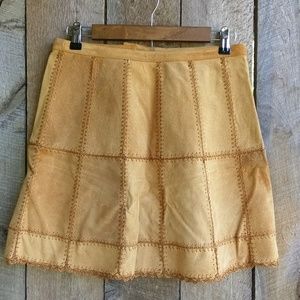 Free People Leather Patchwork Boho Mini Skirt